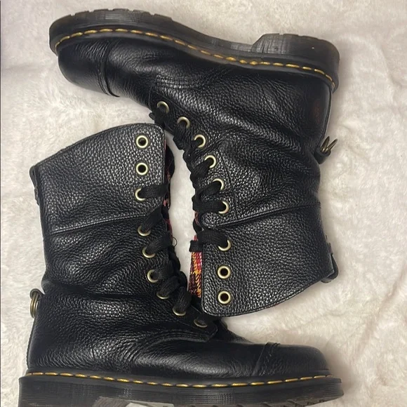 Dr Martens- Black Leather Militia Combat Boots -18 hole - Picture 12 of 14